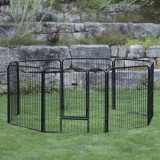 Tarc animale de companie Kerbl cu ușă, negru, exterior, 77x80cm, metalic, ajustabil