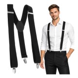 Bretele late negre pentru pantaloni, reglabile, tip Y, Ruhhy
