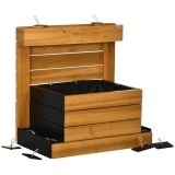 Outsunny Pat ridicat cu 4 cutii de plantare, sistem de auto-udare, căptușeală din material nețesut, rezistent la intemperii, 79,5 cm x 49,5 cm x 80 cm