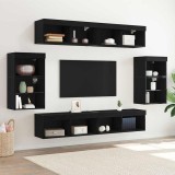 Raft suspendat vidaXL 2 buc Stejar negru 40x28,5x40 cm din lemn ingineresc