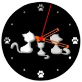 Ceas de perete metalic Krodesign Kitty Cat KRO-1160, diametru 50 cm, negru, VivaTechnix