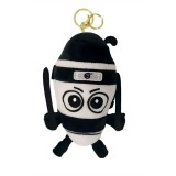 Jucarie Moale de Plus de Tip Breloc, Flippy, Model Italian Brainrot Ninja Spadellini Silenzioso, 16 x 10 cm, Negru Alb