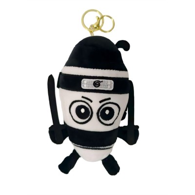 Jucarie Moale de Plus de Tip Breloc, Flippy, Model Italian Brainrot Ninja Spadellini Silenzioso, 16 x 10 cm, Negru Alb foto
