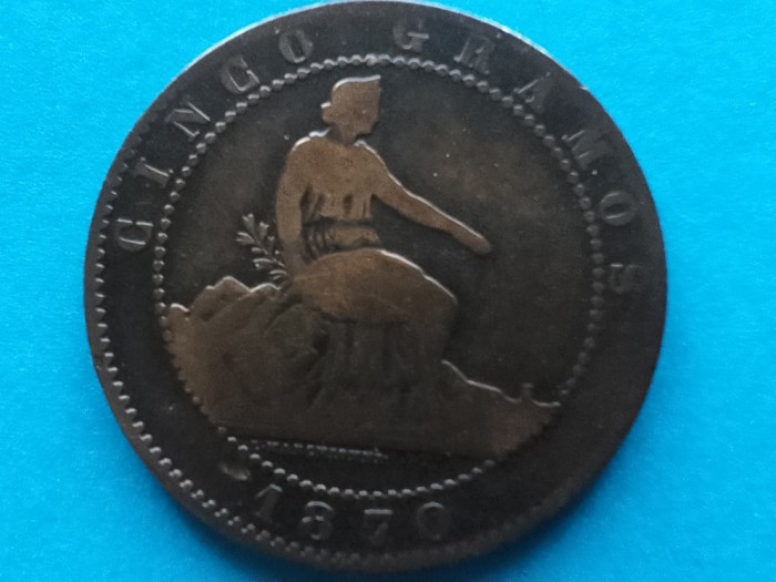 SPANIA-5 CENTIMOS 1870