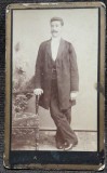 Fotografie tip CDV, barbat cu mustata, sfarsit de secol XIX