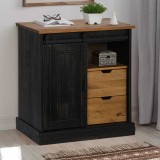 Cumpara ieftin Bufetă HALDEN cu uşă glisantă neagră 80x40x80 cm lemn masiv