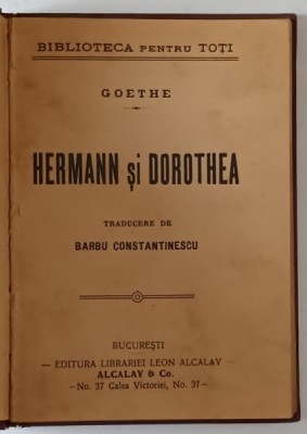 HERMANN SI DOROTHEA de GOETHE , 1908 foto