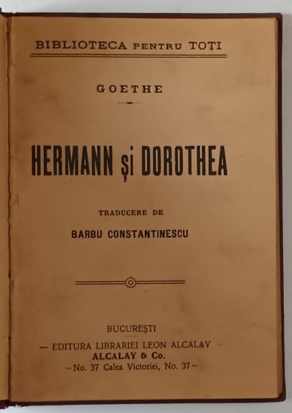 HERMANN SI DOROTHEA de GOETHE , 1908