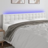Cumpara ieftin Tăblie de pat cu LED, alb, 160x5x78/88 cm, piele ecologică