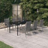 VidaXL Set mobilier de grădină ,gri și negru, 7 piese