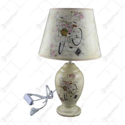 Veioza realizata din ceramica si material textil &amp;ndash; Design vintage cu bicicleta si flori foto