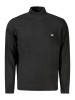 Pulover cu guler inalt barbati, cu mini logo brodat, Regular fit, negru, 2XL, 3XL