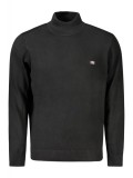 Pulover cu guler inalt barbati, cu mini logo brodat, Regular fit, negru, 2XL, 3XL