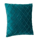 Perna decorativa din catifea, cu fermoar, model geometric in relief, 45x45 cm, verde azur