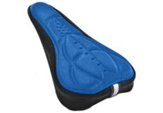 Husă cu gel pentru șa bicicletă, lycra, neagră/albastră, 15.5x25.5x5 cm