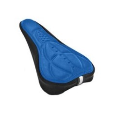 Husă cu gel pentru șa bicicletă, lycra, neagră/albastră, 15.5x25.5x5 cm