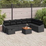 vidaXL Set de canapele pentru grădină cu pernă 9 pcs Negru Rattan poli 3360915