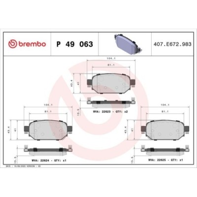 Placute frana Mazda 3 (Bm Bn) 07.13-, 3 Saloon (Bm Bn) 09.13-12.19, Cx-3 (Dk) 01.15-, Spate, BREMBO foto