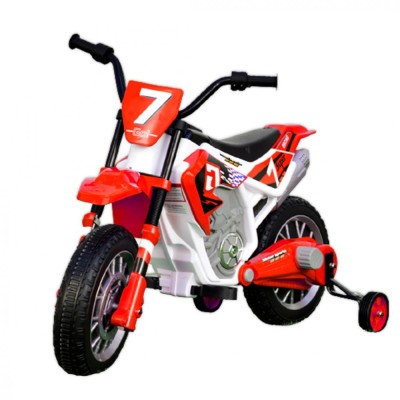Motocicleta electrica Kinderauto BJH022 70W 12V cu roti moi, scaun tapitat, culoare Rosie foto
