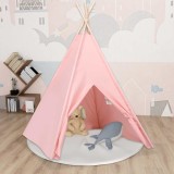 vidaXL Cort de copii teepee cu geantă, roz, 120x120x150 cm, piersică 80270