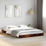 VidaXL Cadru de pat, stejar fumuriu 120x200 cm lemn prelucrat și metal 845153