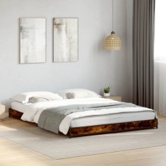 vidaXL Cadru de pat, stejar fumuriu 120x200 cm lemn prelucrat și metal 845153