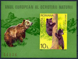 ROMANIA 1980 &ndash; OCROTIREA NATURII, URSUL BRUN, colita NDT, SD9, Nestampilat