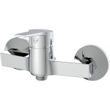 Baterie dus Idrobric Hellis, crom lucios, cartus ceramic &Oslash; 35 mm, rozete perete, racorduri excentrice