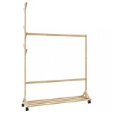 VidaXL Suport pentru haine cu c&acirc;rlige și roți 100x35x157 cm bambus