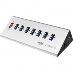 HUB USB Logilink UA0228, USB 3.0 x7, Port incarcare rapida, Gri foto