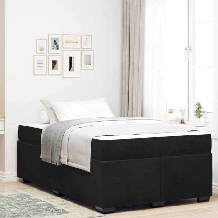 vidaXL Cadru de pat cu saltea cu saltea Negru 120 x 200 cm Catifea 3399286