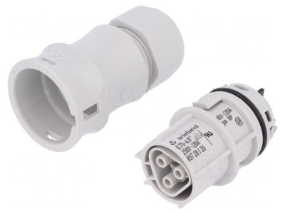 Mufă Circulară RST Mamă 3 PIN Argintat 20A 250V Gri foto