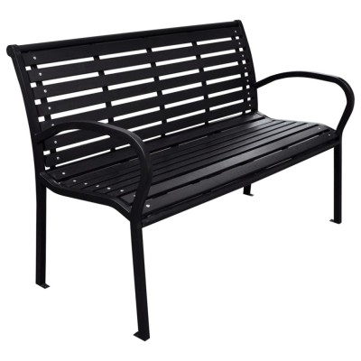 vidaXL Bancă de grădină, negru, 116 cm, oțel și WPC 319578 foto