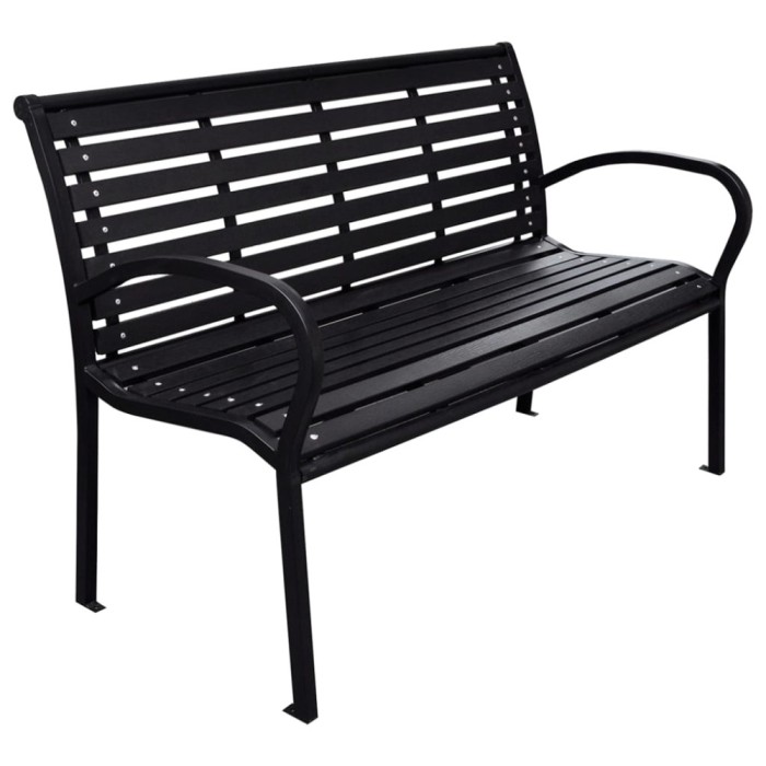 vidaXL Bancă de grădină, negru, 116 cm, oțel și WPC 319578