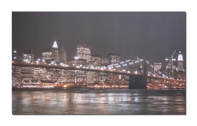 Tablou canvas, New York podul Brooklyn noaptea, 100x60cm, gata de agatat pe perete foto