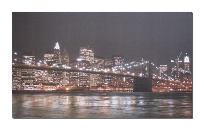 Tablou canvas, New York podul Brooklyn noaptea, 100x60cm, gata de agatat pe perete