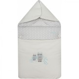 Port Bebe Womar Zaffiro Alb/Albastru 40x80cm, Sac Dormit Multifunctional Carucior/Leagan/Patut, Orificii Centuri Siguranta