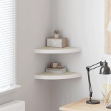 vidaXL Rafturi de perete de colț 2 buc. stejar și alb 35x35x3,8 cm MDF 326640