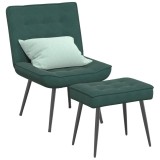 vidaXL Scaun de relaxare cu taburet, verde &icirc;nchis, catifea 4012329