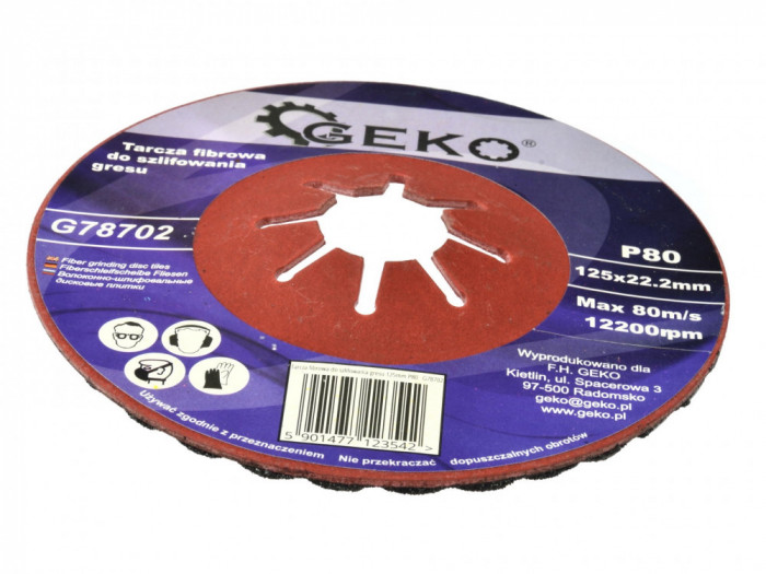 Disc slefuire 125mm P80, Geko G78702