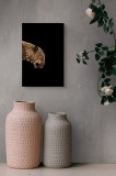 Tablou Canvas, "Leopard &icirc;n &icirc;ntunericul nopții africane", Panteră, Eleganță, Concentrare, Contrast, Mistic, Grație, Agilitate, Puncte, 26 x 39 cm, CMCL