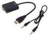 Cablu Convertor Savio D-Sub 15pin la HDMI, FullHD 1080p, Negru, cu Jack 3.5mm