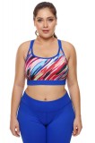 BRA223P-43 Bustiera sport multicolora cu bretele in Y la spate - plus size