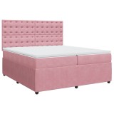 Cumpara ieftin Pat box spring cu saltea, roz, 200x200 cm, catifea
