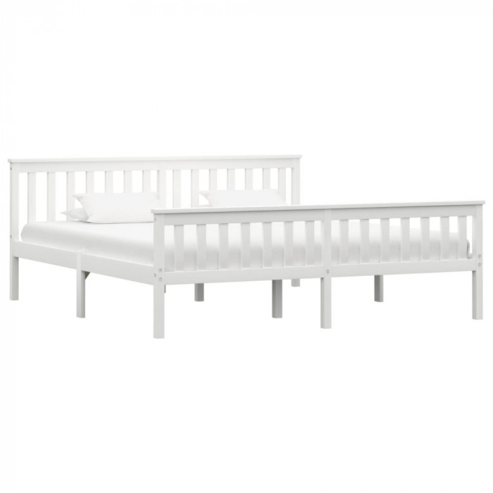 Cadru de pat din lemn masiv de pin, alb, 180 x 200 cm GartenMobel Dekor