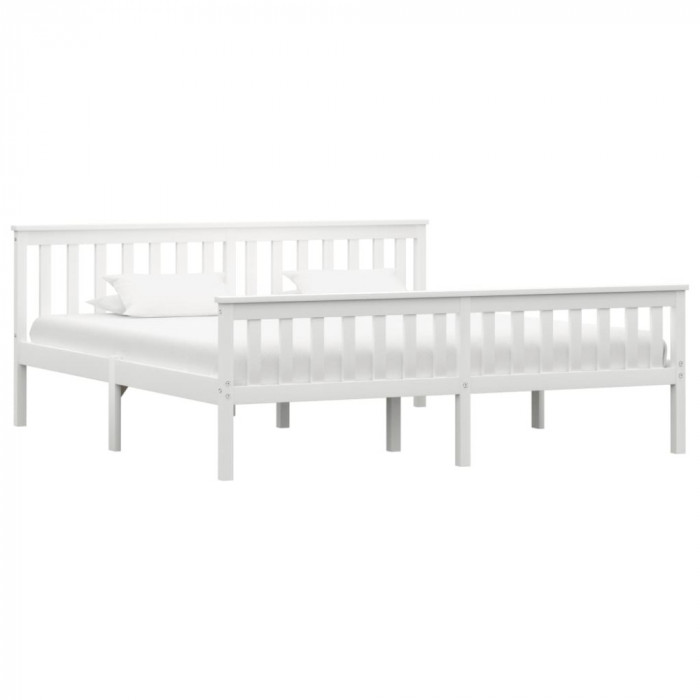 vidaXL Cadru de pat din lemn masiv de pin, alb, 180 x 200 cm