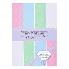 Bloc Creare H&acirc;rtie, Glitter, A4, 24 File, Multicolor