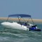 vidaXL Parasolar barcă Bimini cu 2 arcuri, bleumarin, 180x150x110 cm
