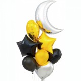 Set 8 baloane Luna - Auriu si Negru StarHome GiftGalaxy