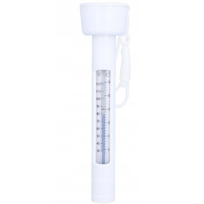 Termometru plutitor pentru piscina, cu snur de prindere si scala dubla, 18,5 cm, alb Household NewTrend foto